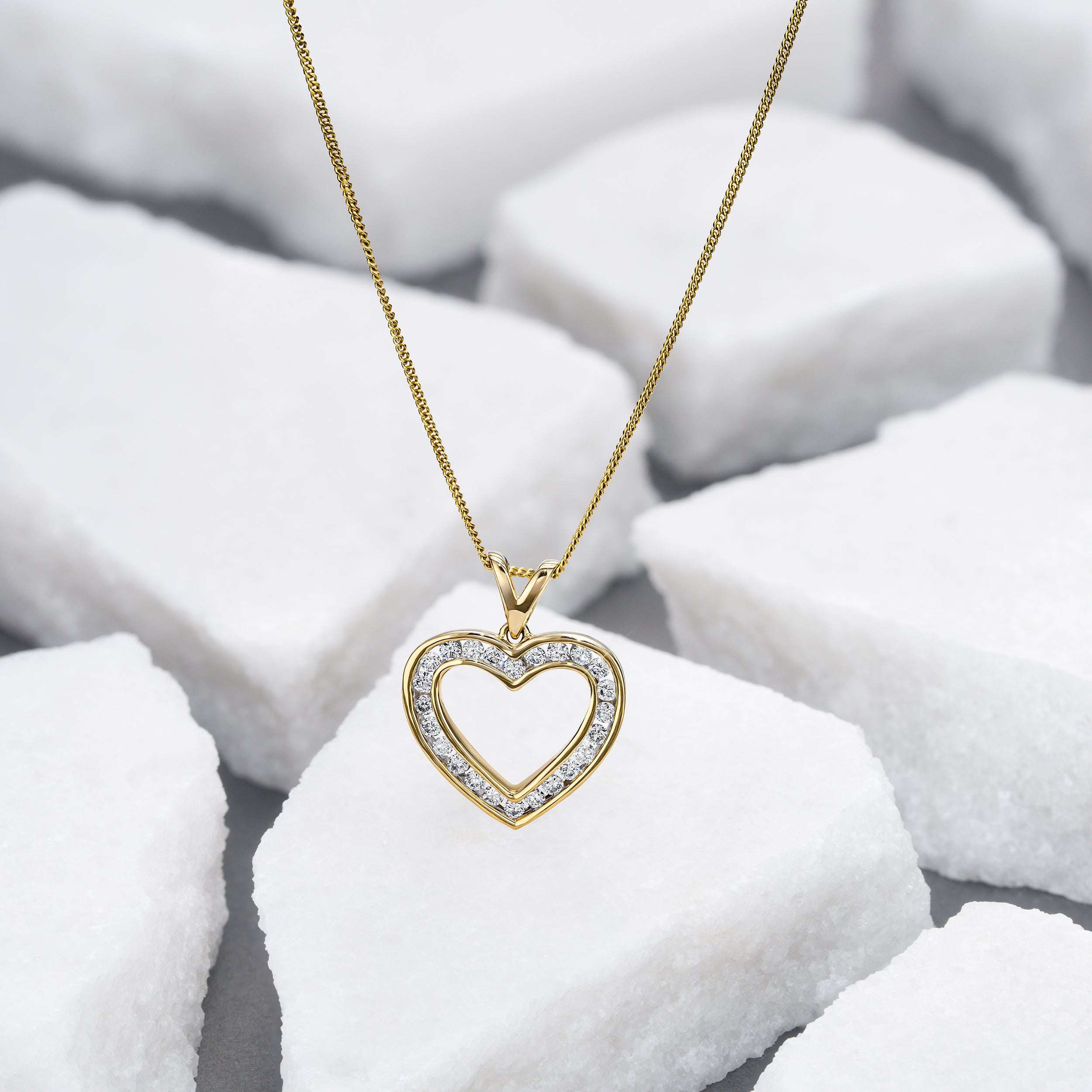 0.50ct Lab Diamond Heart Pendant Necklace H/SI Quality in 9K Yellow Gold